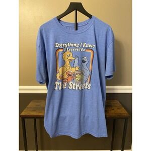Sesame Street Everything I Know I Learned On The Streets T-shirt Blue Adult 2XL